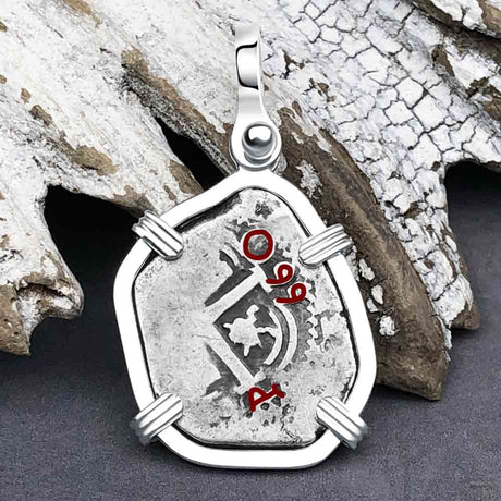 Pirate Era 1660 Spanish 1 Reale Piece of Eight Sterling Silver Pendant