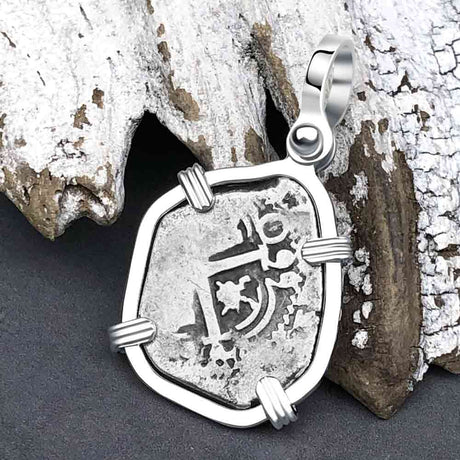 Pirate Era 1660 Spanish 1 Reale Piece of Eight Sterling Silver Pendant