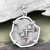 Pirate Era 1668 Spanish 1 Reale Piece of Eight Sterling Silver Pendant