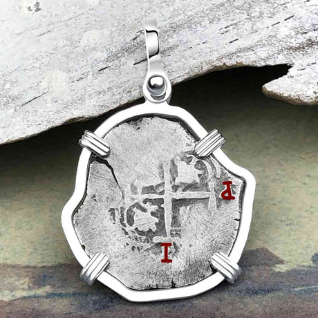 Pirate Era 1668 Spanish 1 Reale Piece of Eight Sterling Silver Pendant
