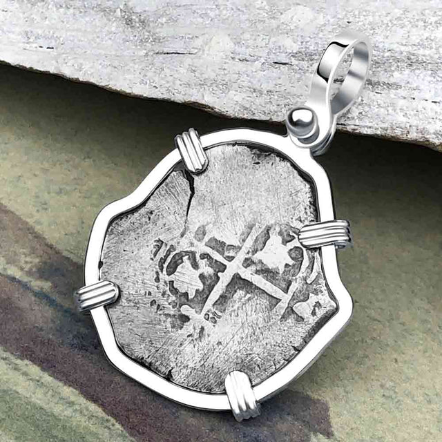 Pirate Era 1668 Spanish 1 Reale Piece of Eight Sterling Silver Pendant
