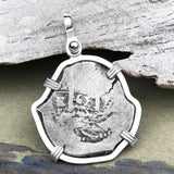 Pirate Era 1668 Spanish 1 Reale Piece of Eight Sterling Silver Pendant