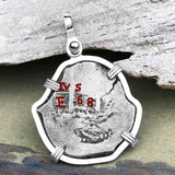 Pirate Era 1668 Spanish 1 Reale Piece of Eight Sterling Silver Pendant