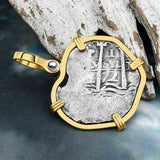 Pirate Era 1672 Spanish 1 Reale Cob Piece of Eight 14K Gold Pendant
