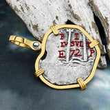 Pirate Era 1672 Spanish 1 Reale Cob Piece of Eight 14K Gold Pendant