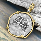 Pirate Era 1666 Spanish 2 Reale Cob Piece of Eight 14K Gold Pendant