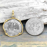 Pirate Era 1666 Spanish 2 Reale Cob Piece of Eight 14K Gold Pendant