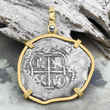 Pirate Era 1657 Spanish 2 Reale Cob Piece of Eight 14K Gold Pendant
