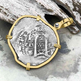 Pirate Era 1657 Spanish 2 Reale Cob Piece of Eight 14K Gold Pendant