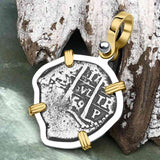 1659 Consolacion Shipwreck Pirate Era Spanish 1 Reale Piece of Eight 14K Gold & Sterling Silver Pendant