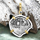 1659 Consolacion Shipwreck Pirate Era Spanish 1 Reale Piece of Eight 14K Gold & Sterling Silver Pendant