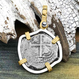 1664 Consolacion Shipwreck Pirate Era Spanish 1 Reale Piece of Eight 14K Gold & Sterling Silver Pendant