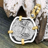 1664 Consolacion Shipwreck Pirate Era Spanish 1 Reale Piece of Eight 14K Gold & Sterling Silver Pendant