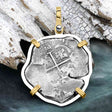 1670 Consolacion Shipwreck Pirate Era Spanish 2 Reale Piece of Eight 14K Gold & Sterling Silver Pendant