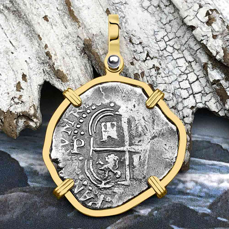 RARE 1656 Consolacion Shipwreck Pirate Era 2 Reale Cob 14K Gold Pendant