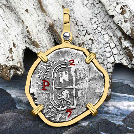 RARE 1656 Consolacion Shipwreck Pirate Era 2 Reale Cob 14K Gold Pendant