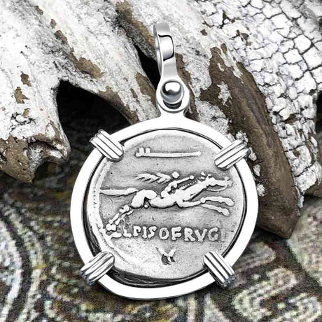 Roman Republic Silver Denarius 90 BC Apollo and the Horseman Coin Sterling Silver Pendant