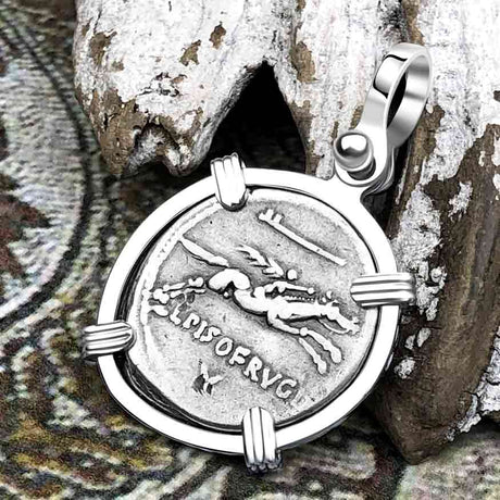 Roman Republic Silver Denarius 90 BC Apollo and the Horseman Coin Sterling Silver Pendant