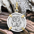 Roman Republic Silver Denarius 114 BC Janus  - the God of Beginnings, Change and Endings 14K Gold and Sterling Silver Pendant 