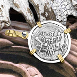 Roman Republic Silver Denarius 114 BC Janus  - the God of Beginnings, Change and Endings 14K Gold and Sterling Silver Pendant 
