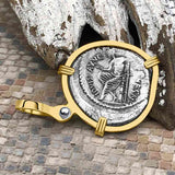 Roman Republic Silver Denarius 48 BC Pan and Jupiter 14K Gold Pendant