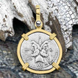 Roman Republic Silver Denarius 119 BC Janus - the God of Beginnings, Change and Endings 14K Gold Pendant