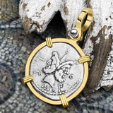 Roman Republic Silver Denarius 119 BC Janus - the God of Beginnings, Change and Endings 14K Gold Pendant