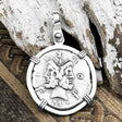 Roman Republic Silver Denarius 119 BC Janus - the God of Beginnings, Change and Endings 14K White Gold Pendant
