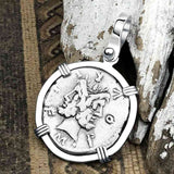 Roman Republic Silver Denarius 119 BC Janus - the God of Beginnings, Change and Endings 14K White Gold Pendant