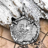 1757 Pirate Era Spanish 2 Reale "Piece of Eight" Sterling Silver TORTUGA COLLECTION Pendant