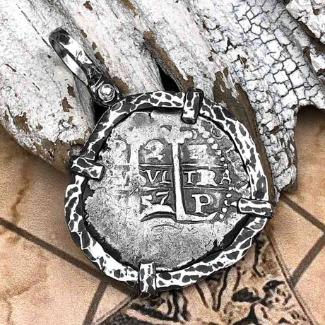1757 Pirate Era Spanish 2 Reale "Piece of Eight" Sterling Silver TORTUGA COLLECTION Pendant