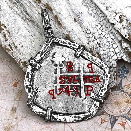 Pirate Era 1745 Spanish 8 Reale "Piece of Eight" Sterling Silver TORTUGA COLLECTION Pendant
