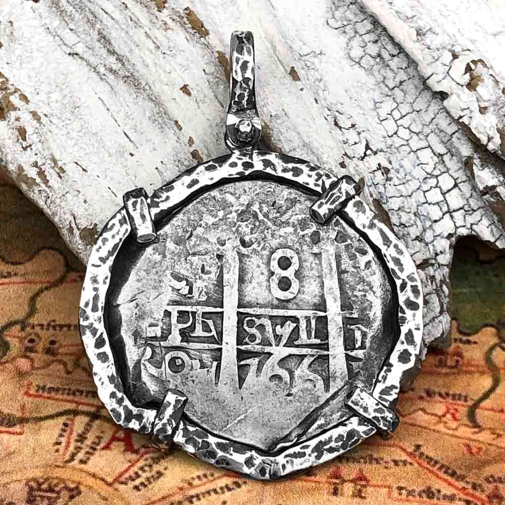Pirate Era 1766 Spanish 8 Reale "Piece of Eight" Sterling Silver TORTUGA COLLECTION Pendant