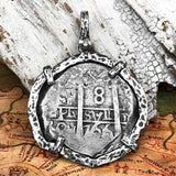 Pirate Era 1766 Spanish 8 Reale "Piece of Eight" Sterling Silver TORTUGA COLLECTION Pendant