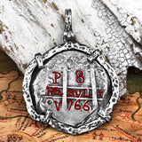 Pirate Era 1766 Spanish 8 Reale "Piece of Eight" Sterling Silver TORTUGA COLLECTION Pendant