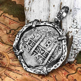 Pirate Era 1766 Spanish 8 Reale "Piece of Eight" Sterling Silver TORTUGA COLLECTION Pendant