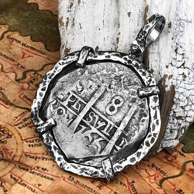 Pirate Era 1766 Spanish 8 Reale "Piece of Eight" Sterling Silver TORTUGA COLLECTION Pendant
