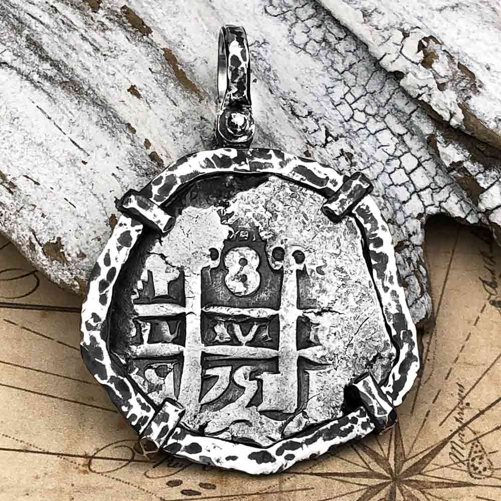 Pirate Era 1751 Spanish 8 Reale "Piece of Eight" Sterling Silver TORTUGA COLLECTION Pendant