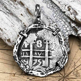 Pirate Era 1751 Spanish 8 Reale "Piece of Eight" Sterling Silver TORTUGA COLLECTION Pendant