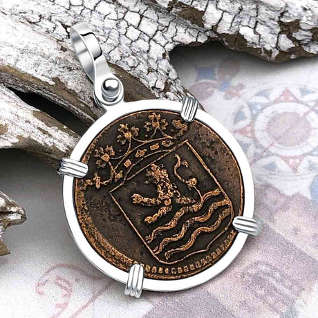VOC - Dutch East India Company Shipwreck -1764 1 Duit Sterling Silver Pendant