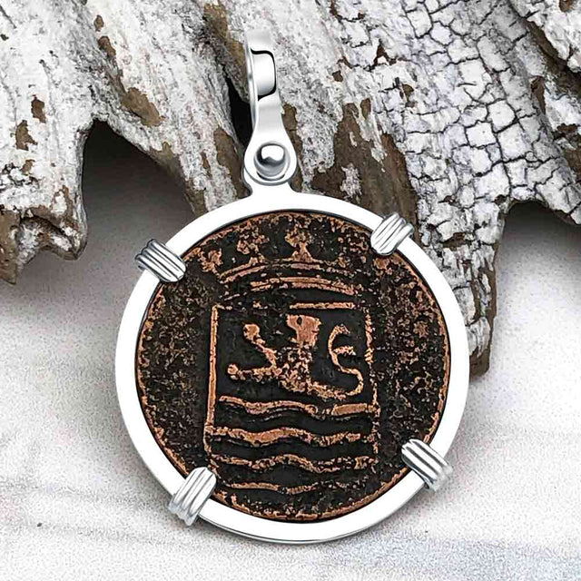 VOC - Dutch East India Company Shipwreck -1790 1 Duit Sterling Silver Pendant