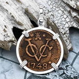 VOC - Dutch East India Company Shipwreck -1748 1 Duit Sterling Silver Pendant