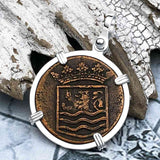 VOC - Dutch East India Company Shipwreck -1748 1 Duit Sterling Silver Pendant