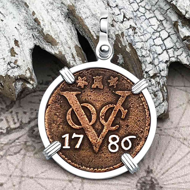 VOC - Dutch East India Company Shipwreck -1786 1 Duit Sterling Silver Pendant
