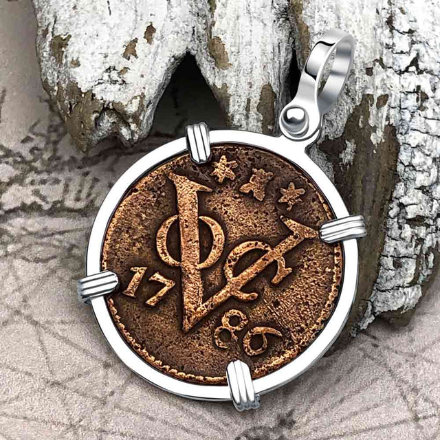 VOC - Dutch East India Company Shipwreck -1786 1 Duit Sterling Silver Pendant