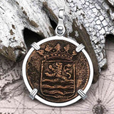 VOC - Dutch East India Company Shipwreck -1786 1 Duit Sterling Silver Pendant