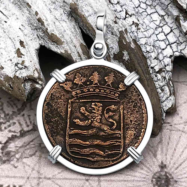 VOC - Dutch East India Company Shipwreck -1786 1 Duit Sterling Silver Pendant