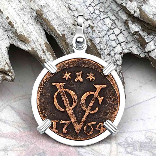 VOC - Dutch East India Company Shipwreck -1764 1 Duit Sterling Silver Pendant
