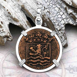 VOC - Dutch East India Company Shipwreck -1764 1 Duit Sterling Silver Pendant