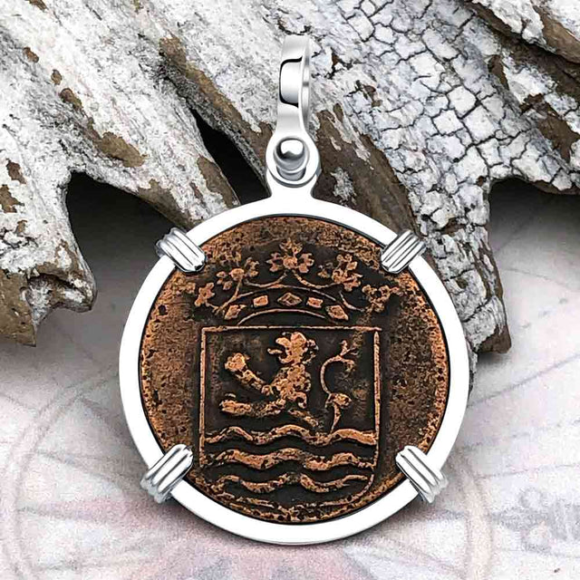VOC - Dutch East India Company Shipwreck -1764 1 Duit Sterling Silver Pendant